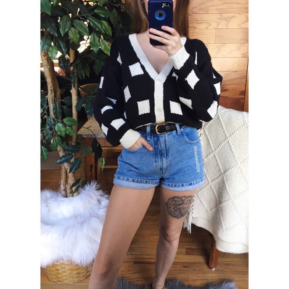 🌿 Vintage Retro Woven Chunky Knit Crop Cardigan